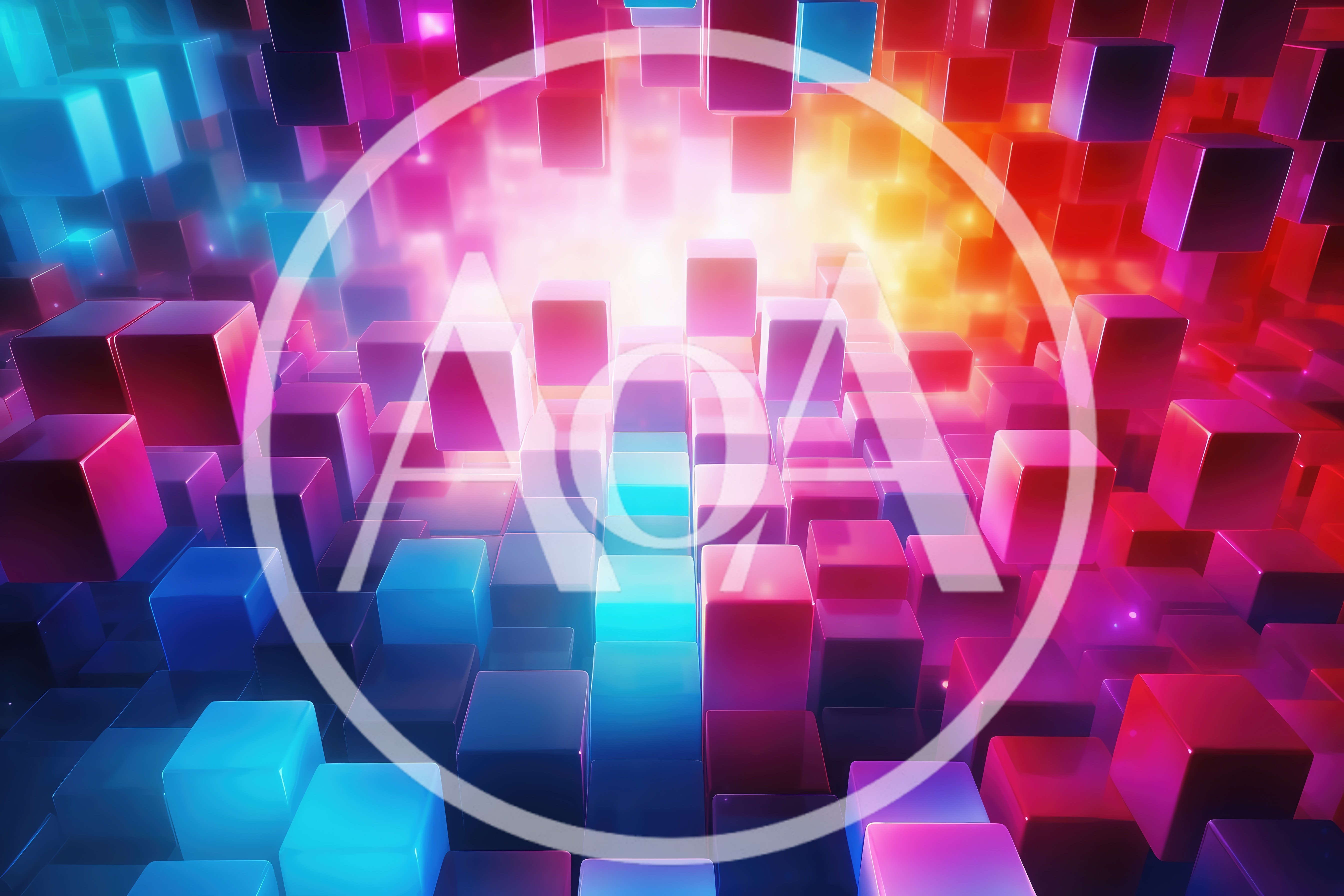 Abstract 3D Cubes With Glowing Neon Lighting