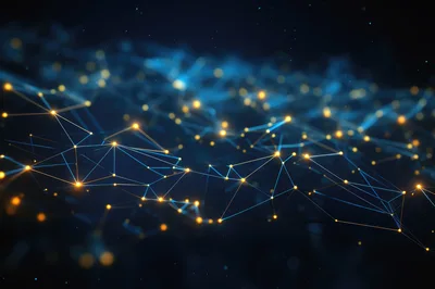 Abstract Digital Network Connection With Glowing Nodes