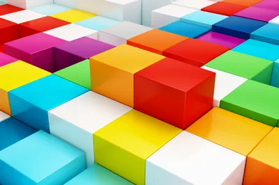 Abstract Background of Colorful 3D Cubes