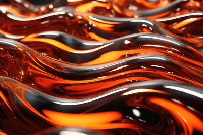 Abstract Liquid Metal Waves With Orange Glow