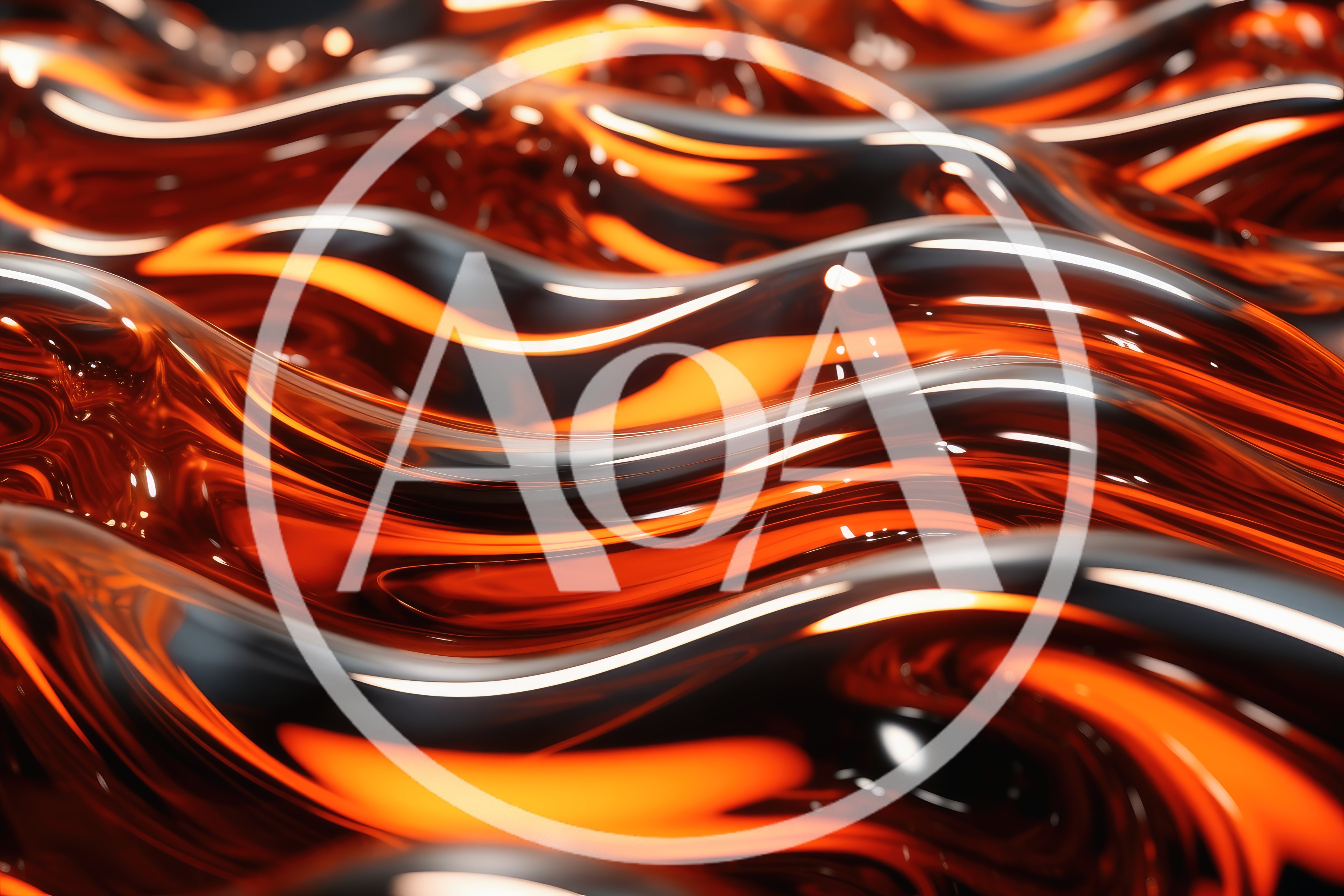 Abstract Liquid Metal Waves With Orange Glow