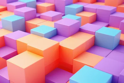 Abstract 3D Rendered Colorful Geometric Cube Pattern