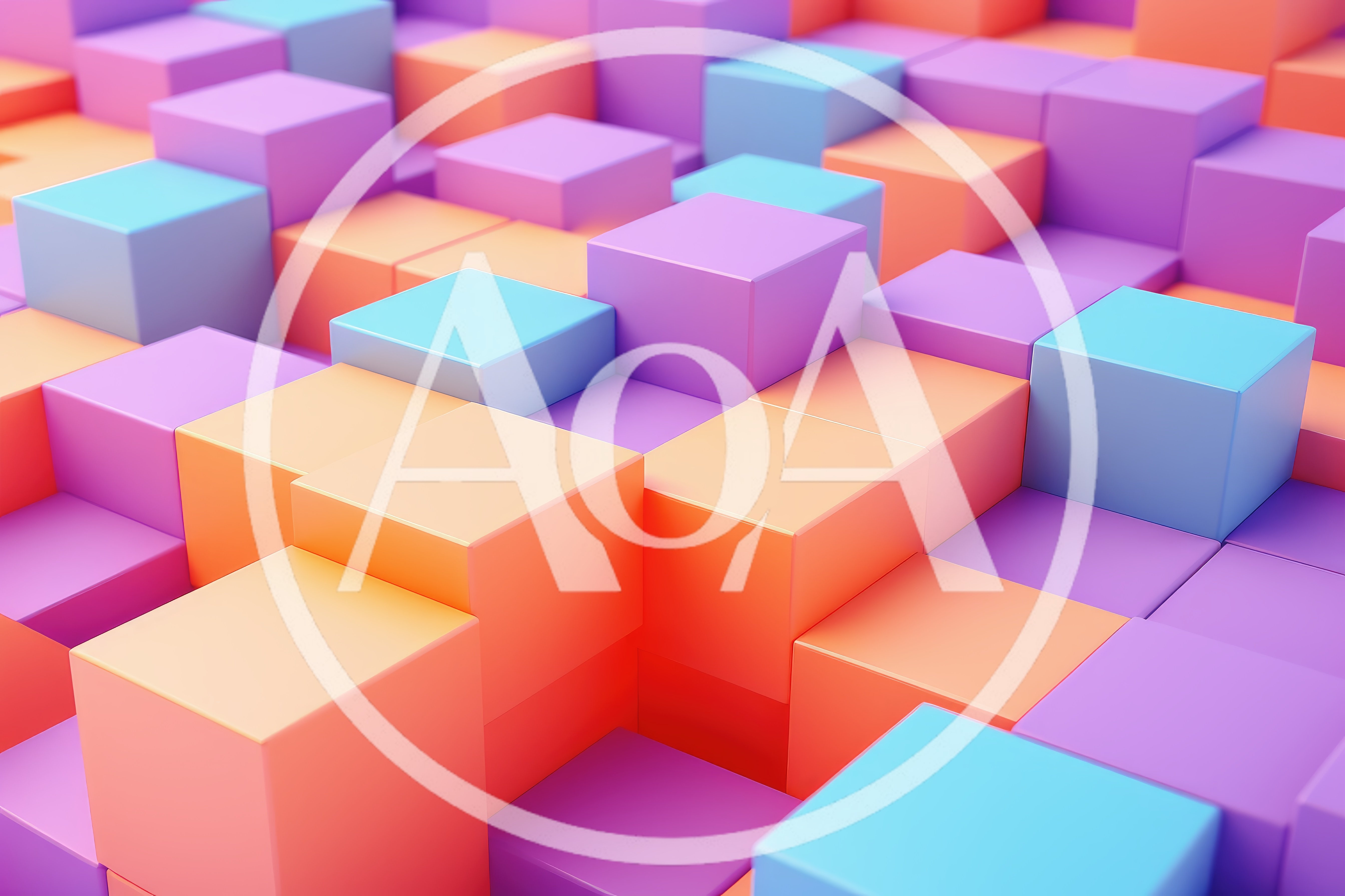 Abstract 3D Rendered Colorful Geometric Cube Pattern