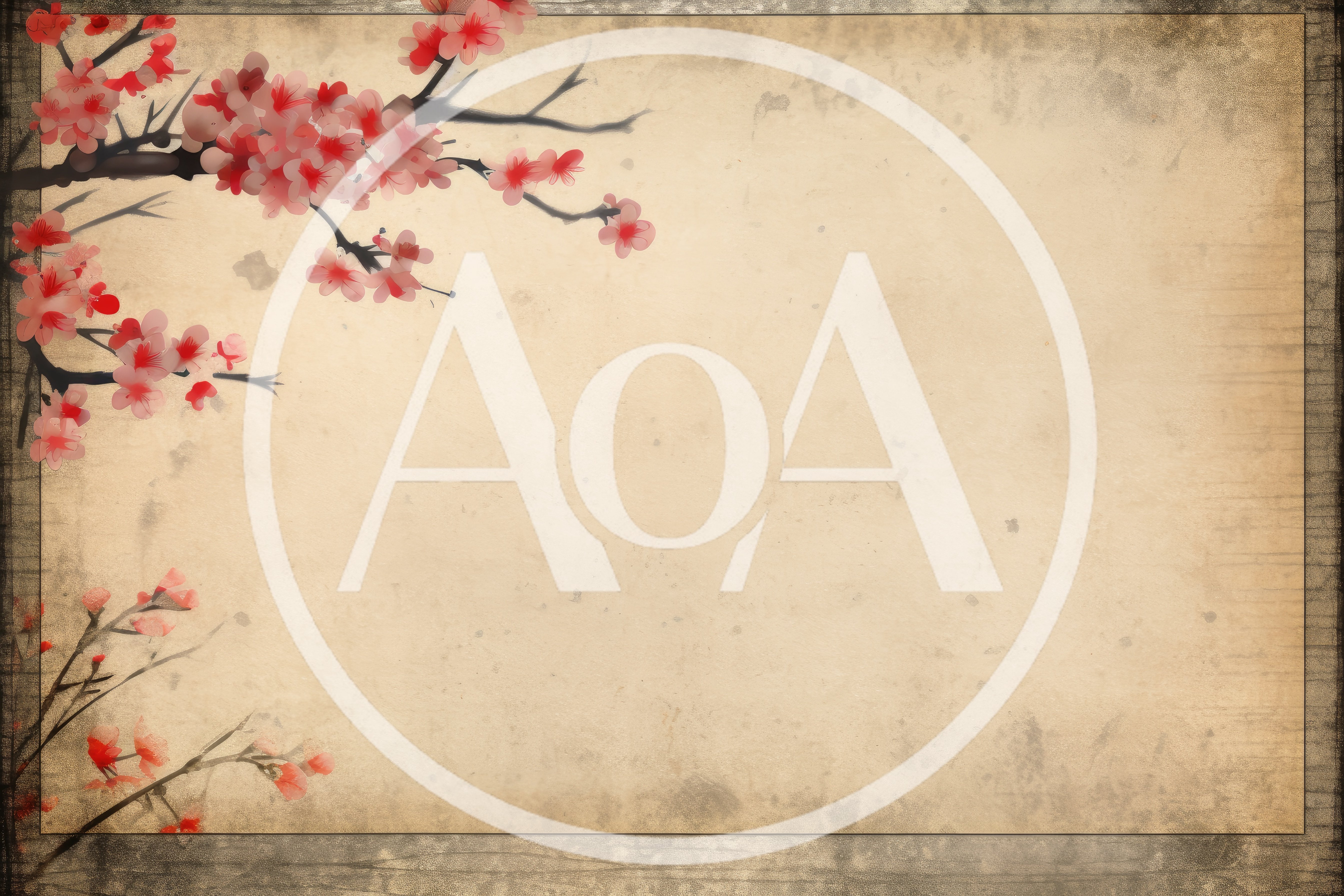 Vintage Paper Background With Cherry Blossom Branches