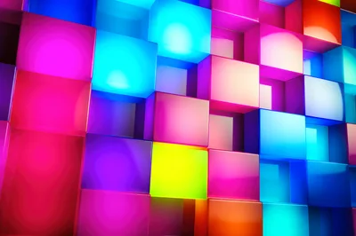 Abstract Background Of Glowing Colorful 3D Cubes