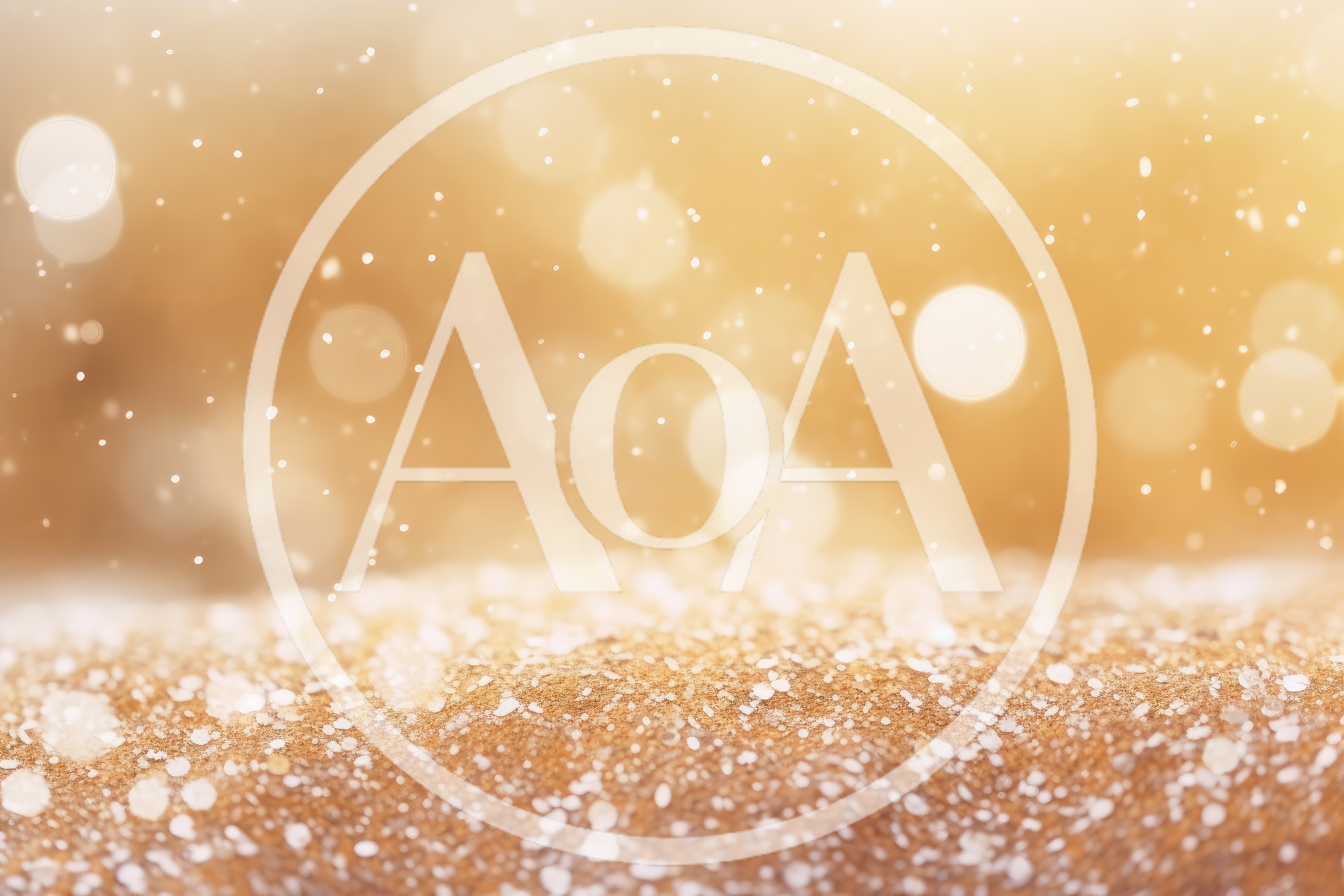 Golden Glittering Background With Falling Snow Particles