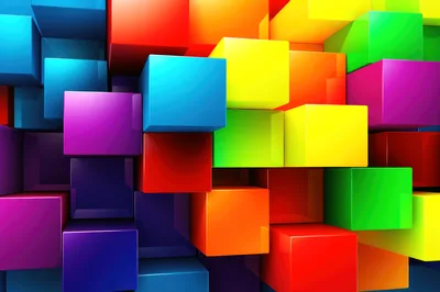 Abstract 3D Colorful Glossy Cubes Background
