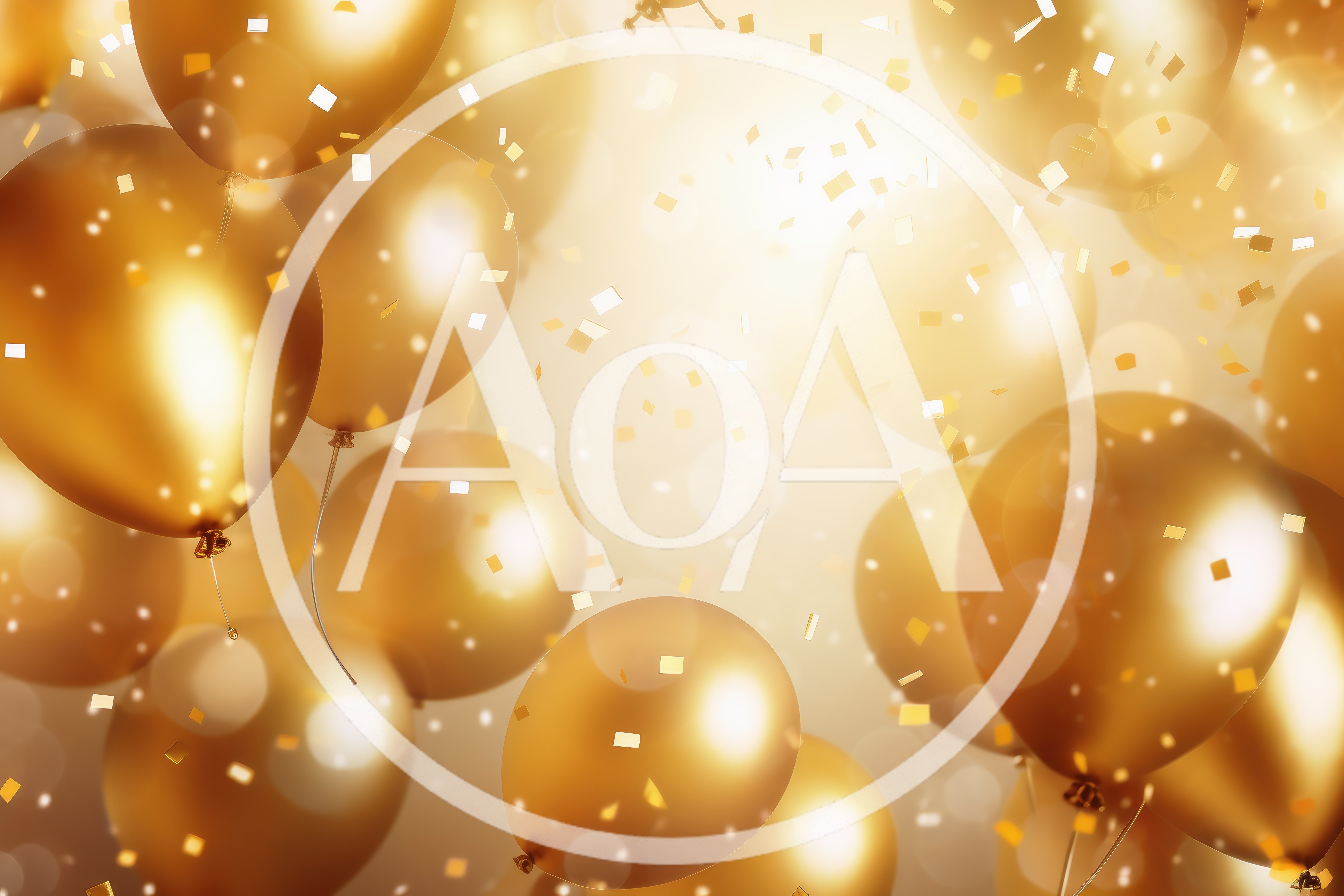Golden Balloons With Falling Confetti Celebration Background