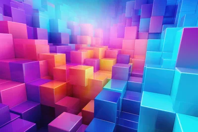 Abstract 3D Background With Colorful Glossy Cubes