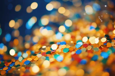 Colorful Confetti Particles With Bokeh Light Effects
