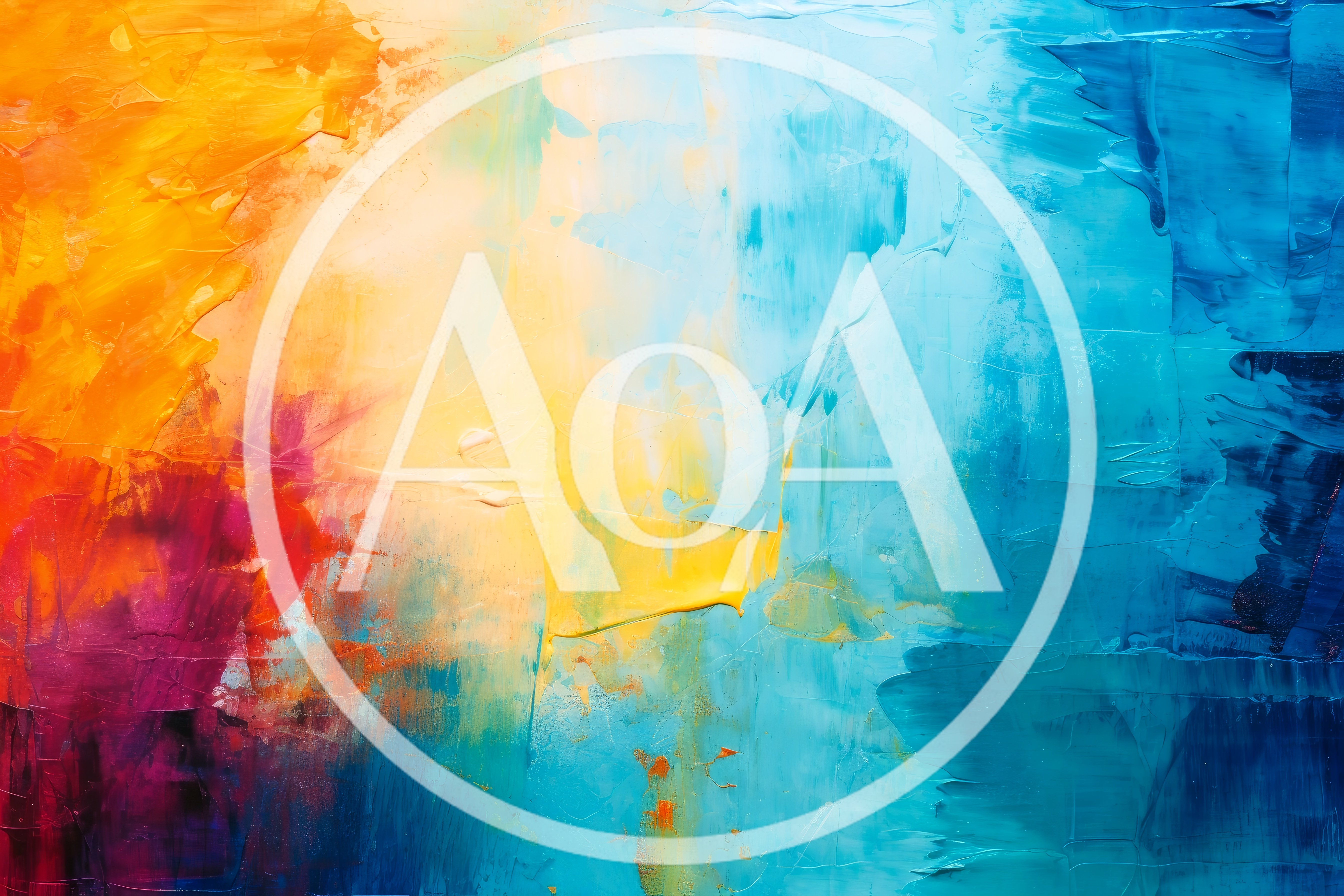 Abstract Oil Painting With Vibrant Blue And Yellow Tones