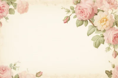 Vintage Floral Frame With Pink And Yellow Roses