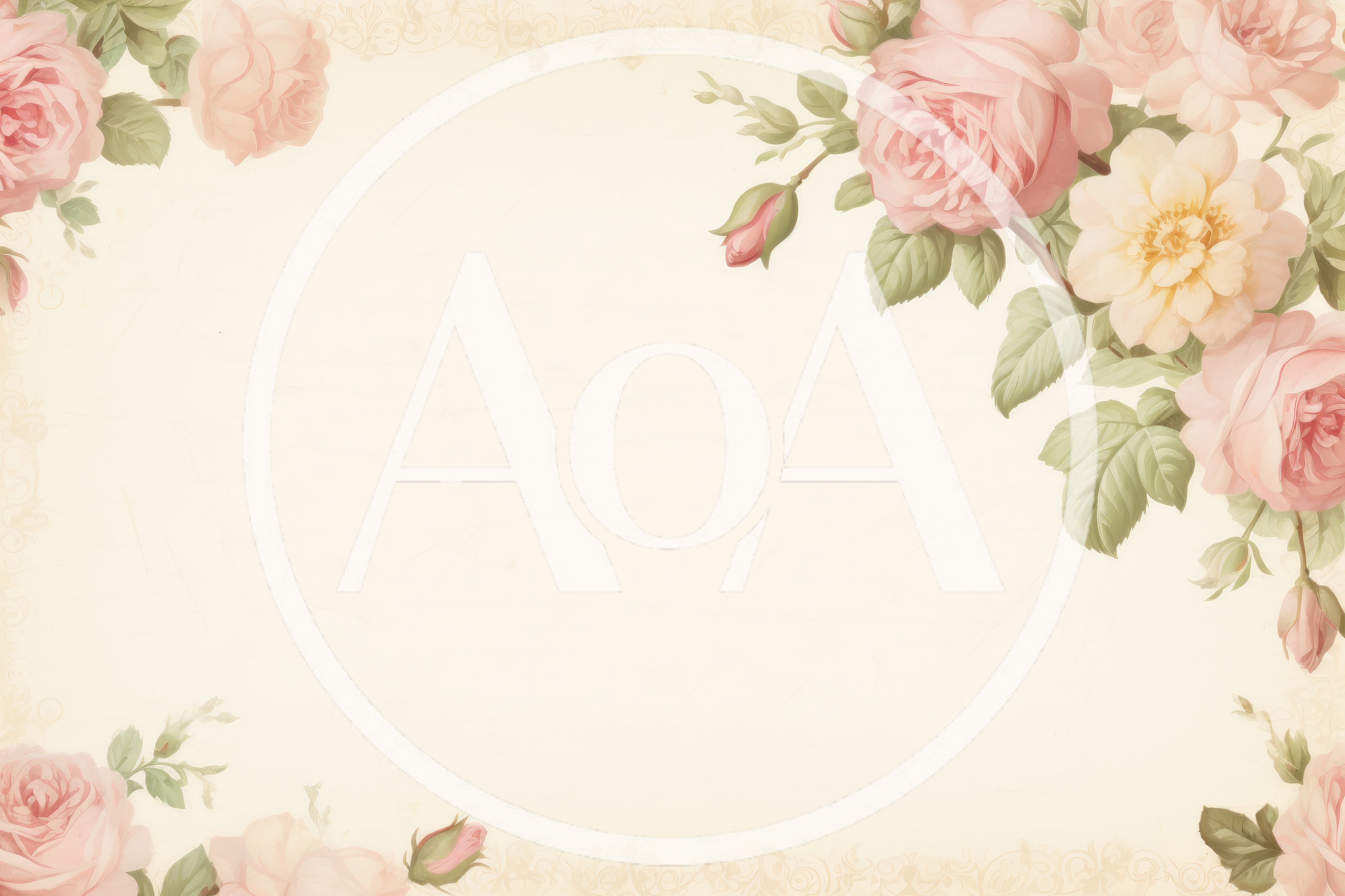 Vintage Floral Frame With Pink And Yellow Roses