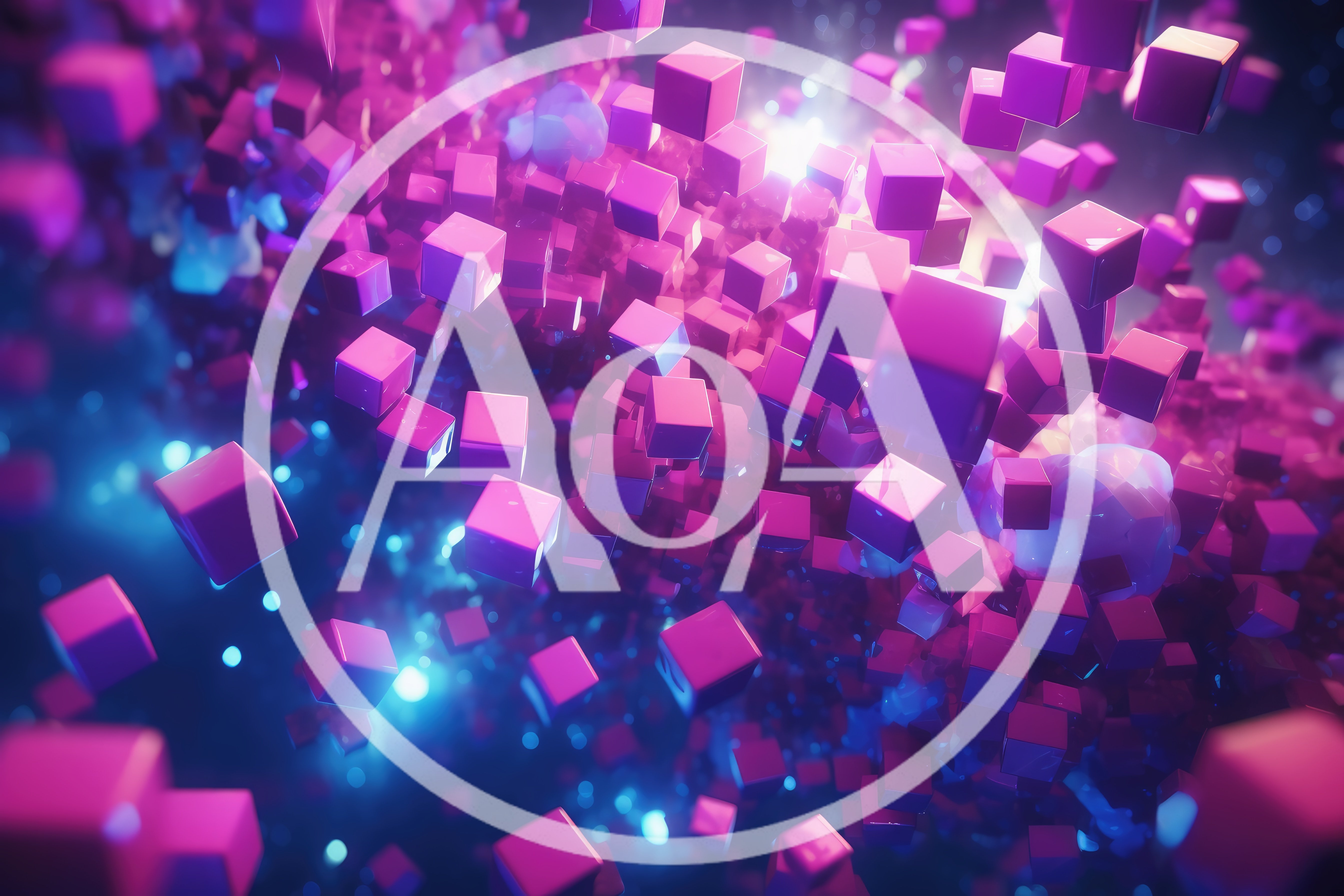 Abstract 3D Floating Pink Cubes In Digital Space