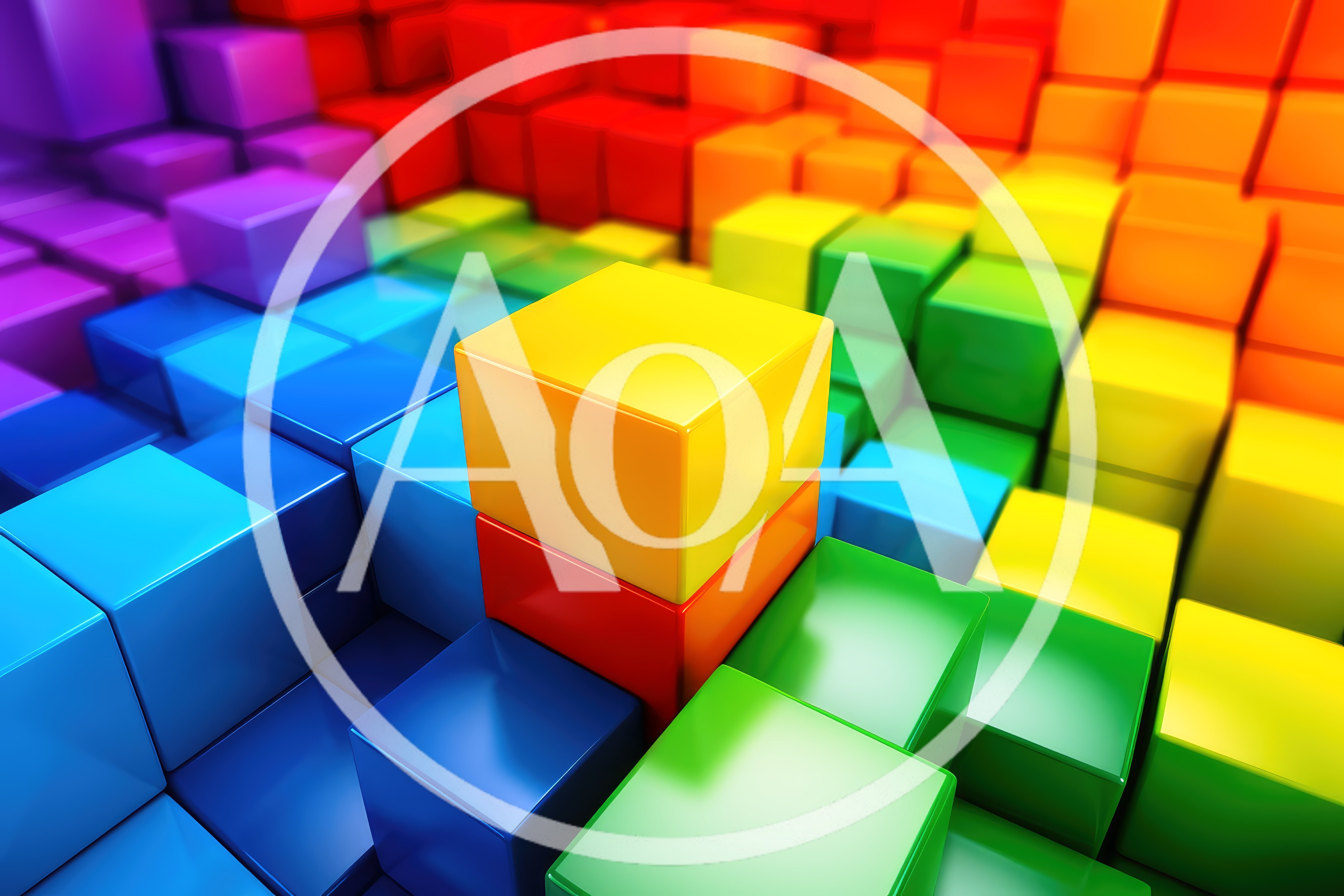 Abstract 3D Render Of Colorful Glossy Cubes