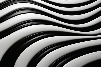 Abstract 3D Rendered Black And White Wavy Stripes