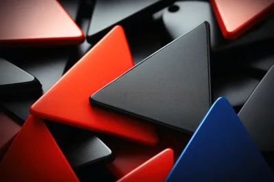Abstract Geometric Composition Of Stacked Triangular Shapes