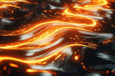 Abstract Liquid Flow With Glowing Orange Energy Waves