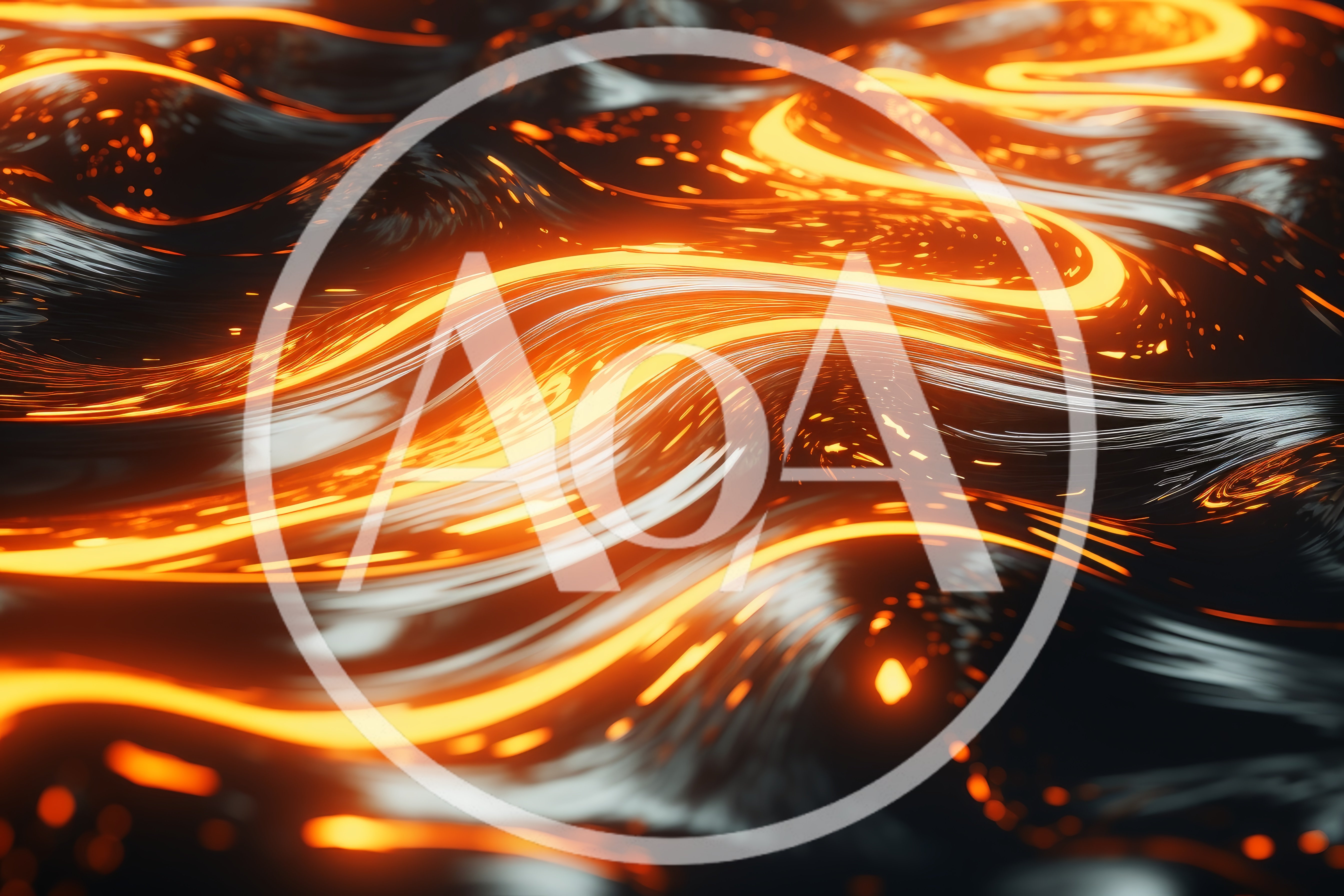 Abstract Liquid Flow With Glowing Orange Energy Waves