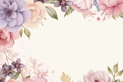 Watercolor Floral Frame With Pastel Flowers