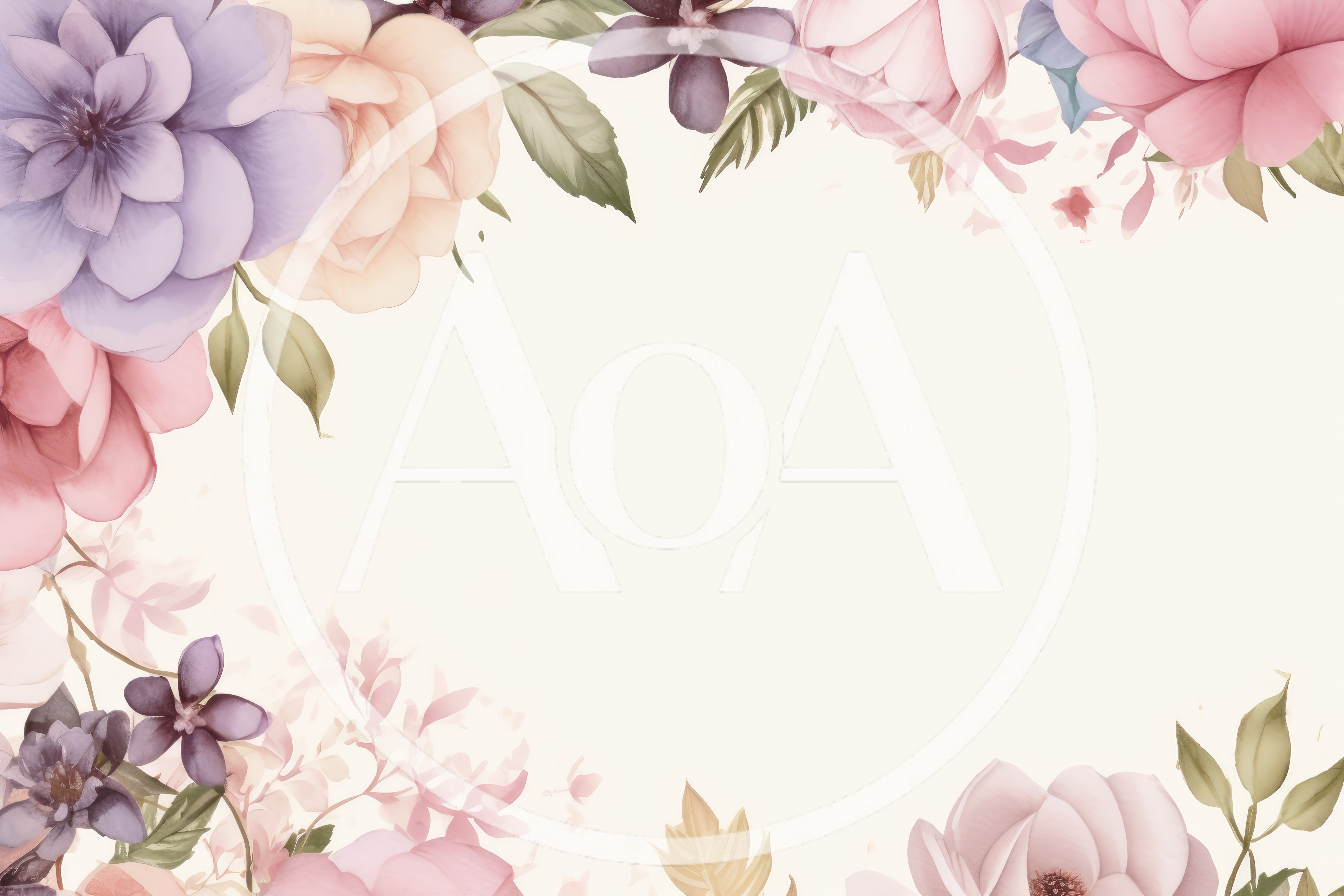 Watercolor Floral Frame With Pastel Flowers