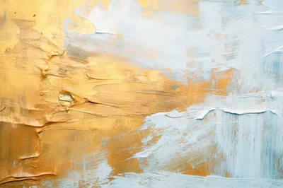 Abstract Oil Painting With Gold And Blue Texture