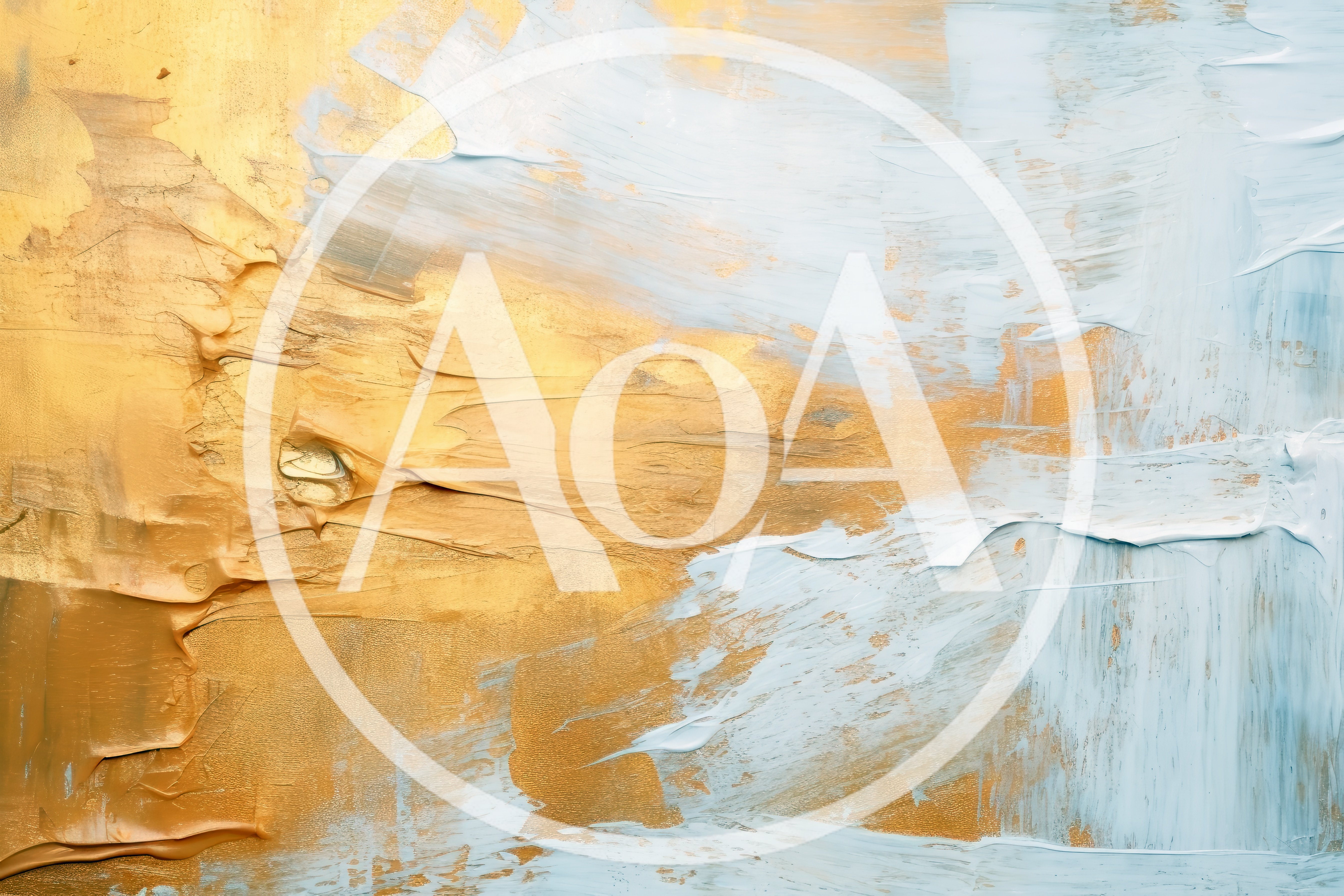 Abstract Oil Painting With Gold And Blue Texture