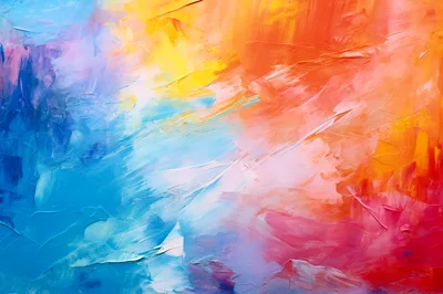 Abstract Oil Painting With Vibrant Color Blending