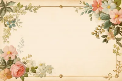 Vintage Floral Stationery Background With Decorative Border