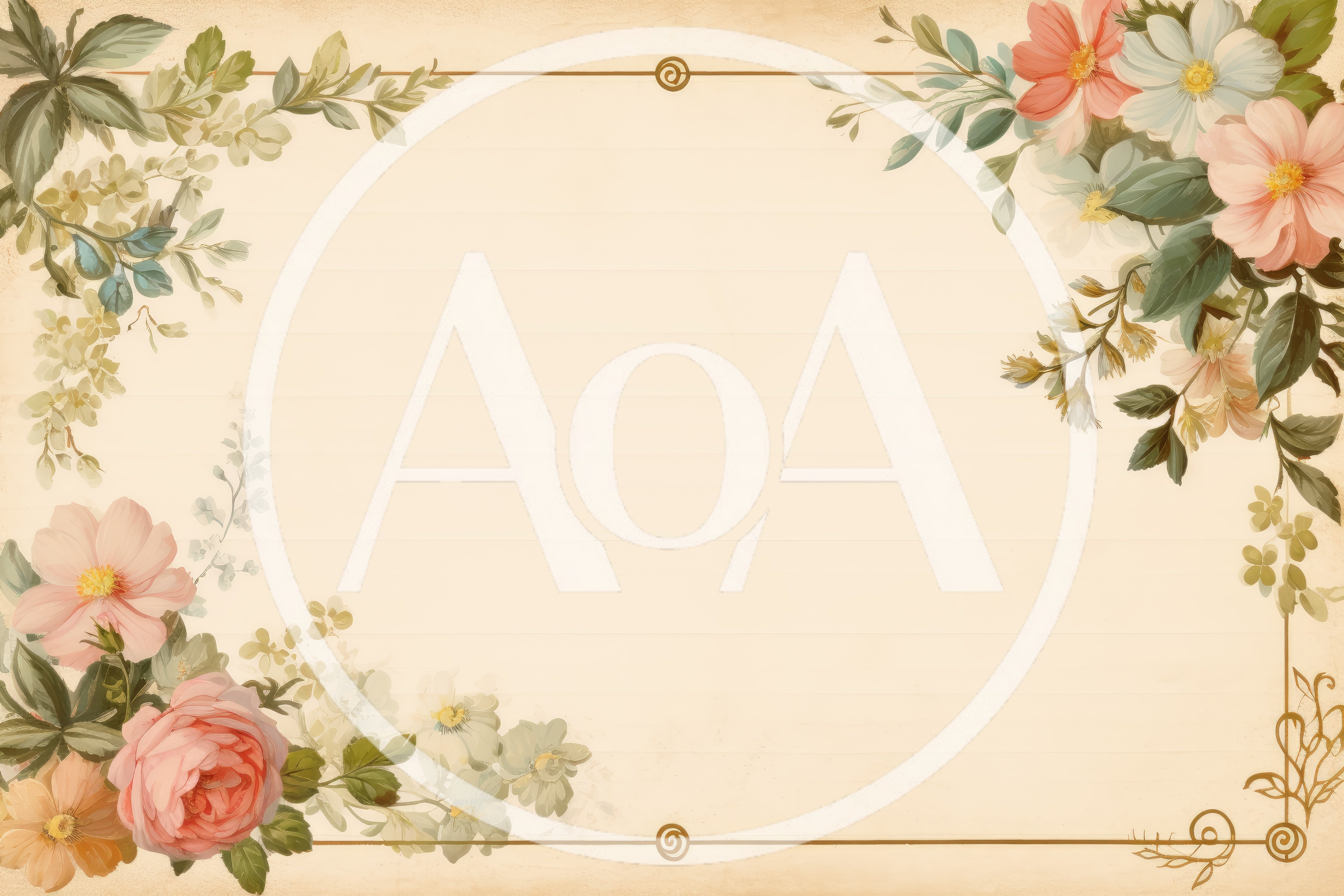 Vintage Floral Stationery Background With Decorative Border