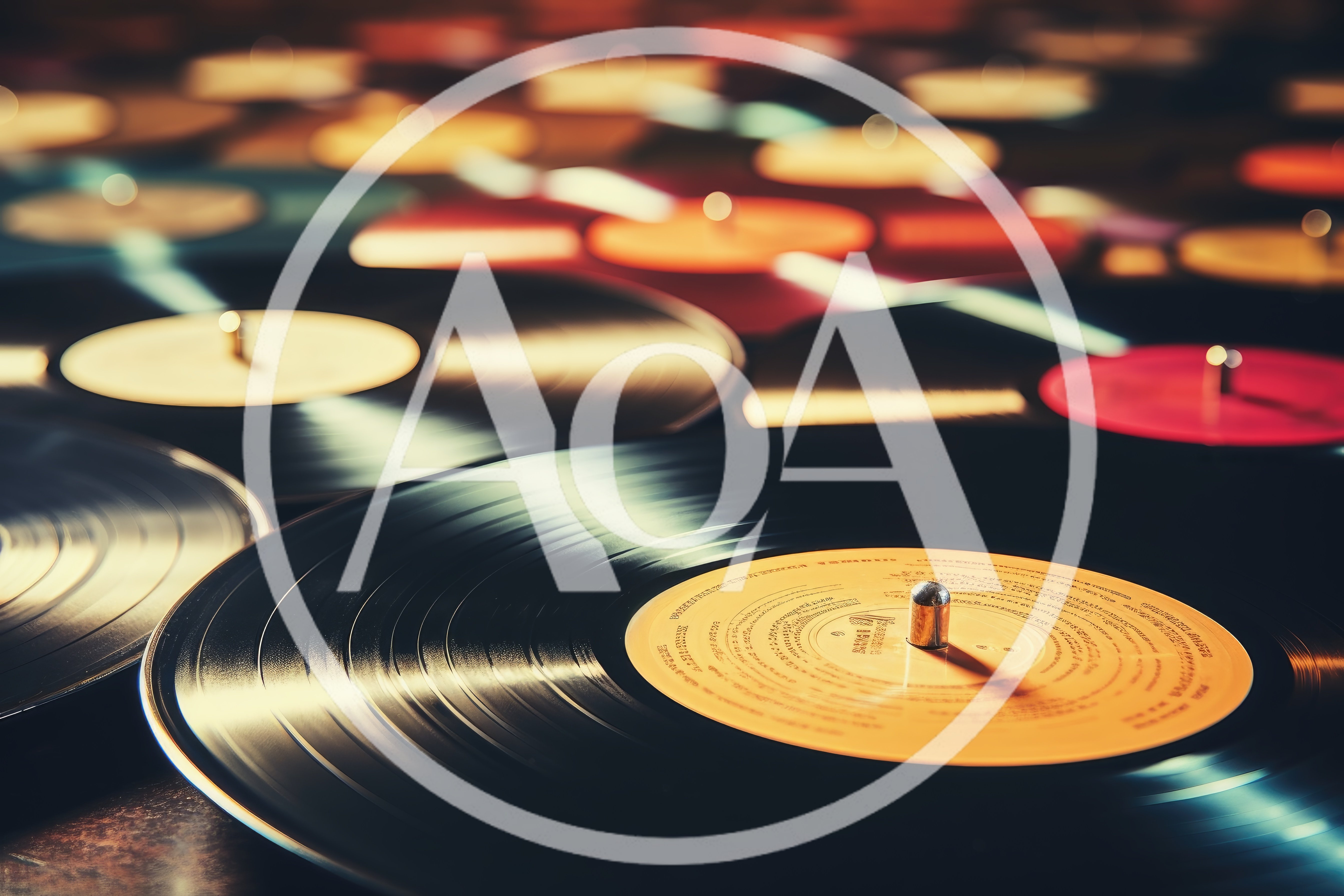 Collection Of Vintage Vinyl Records On A Table