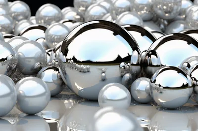 Abstract Background Of Shiny Metallic Chrome Spheres