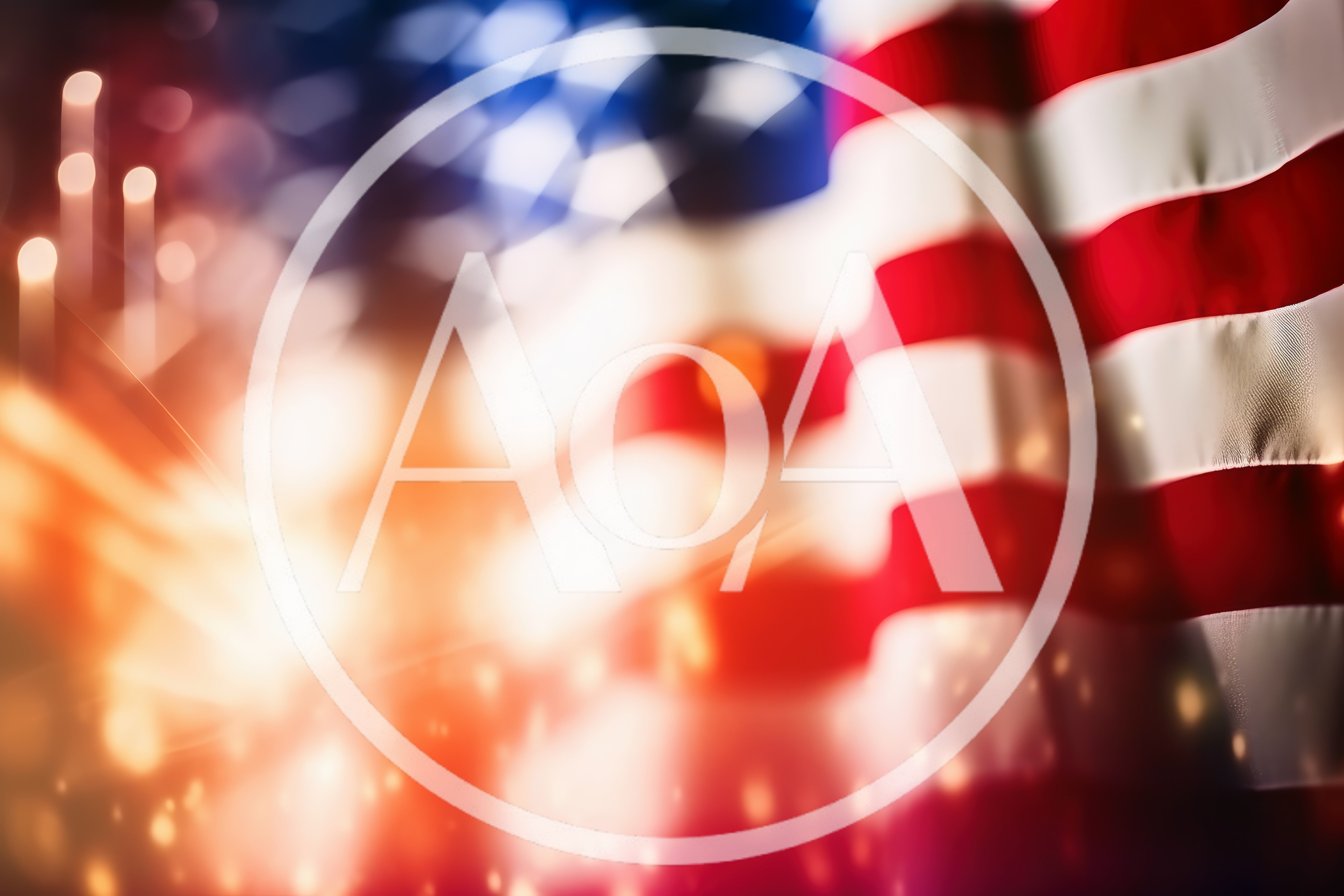 American Flag Waving With Bokeh Fireworks Background