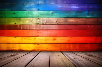 Rainbow Colored Wooden Wall And Floor Background