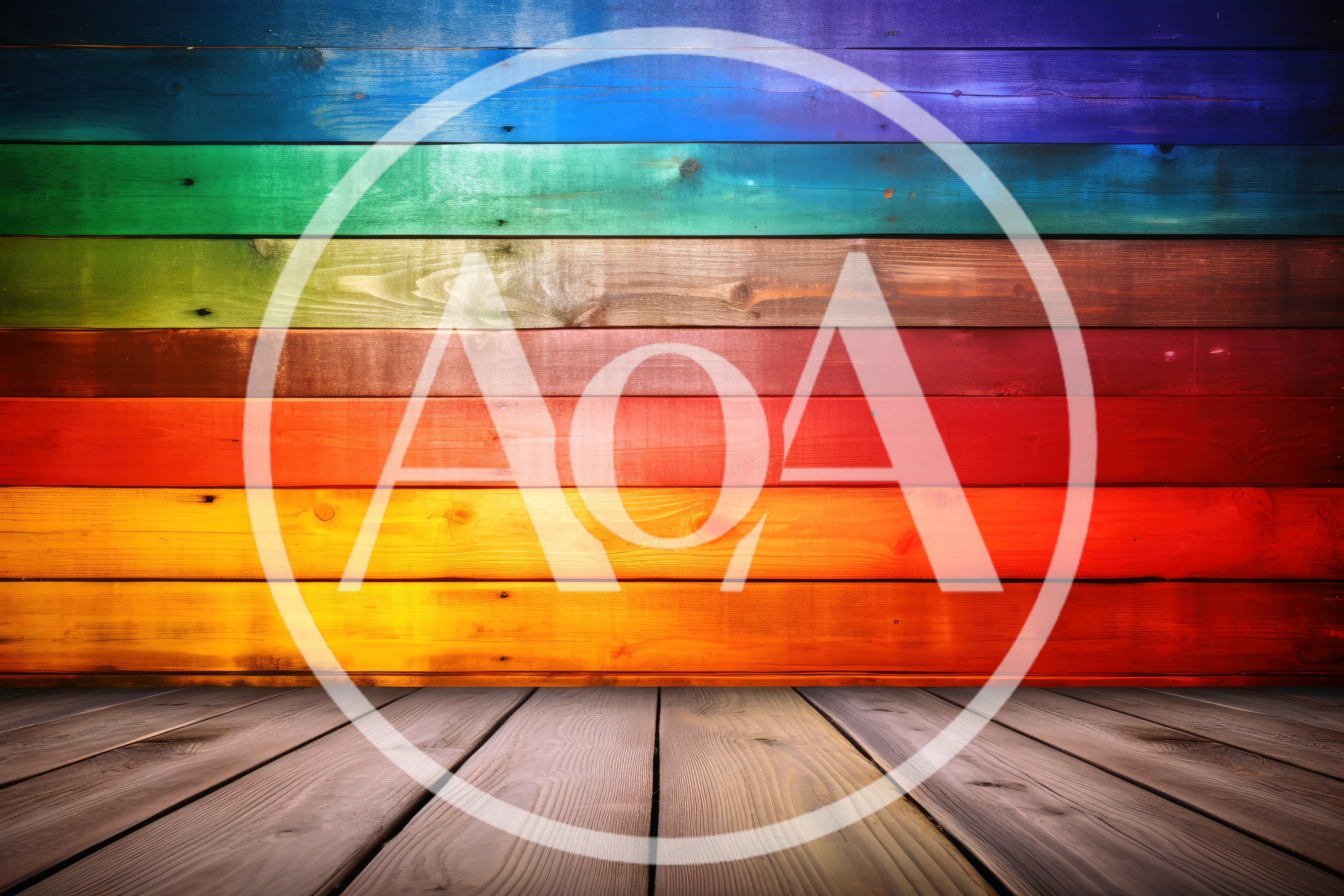 Rainbow Colored Wooden Wall And Floor Background