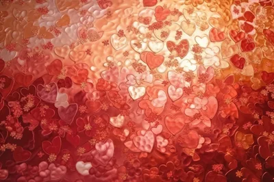 Abstract Background With Floating Red And Gold Hearts