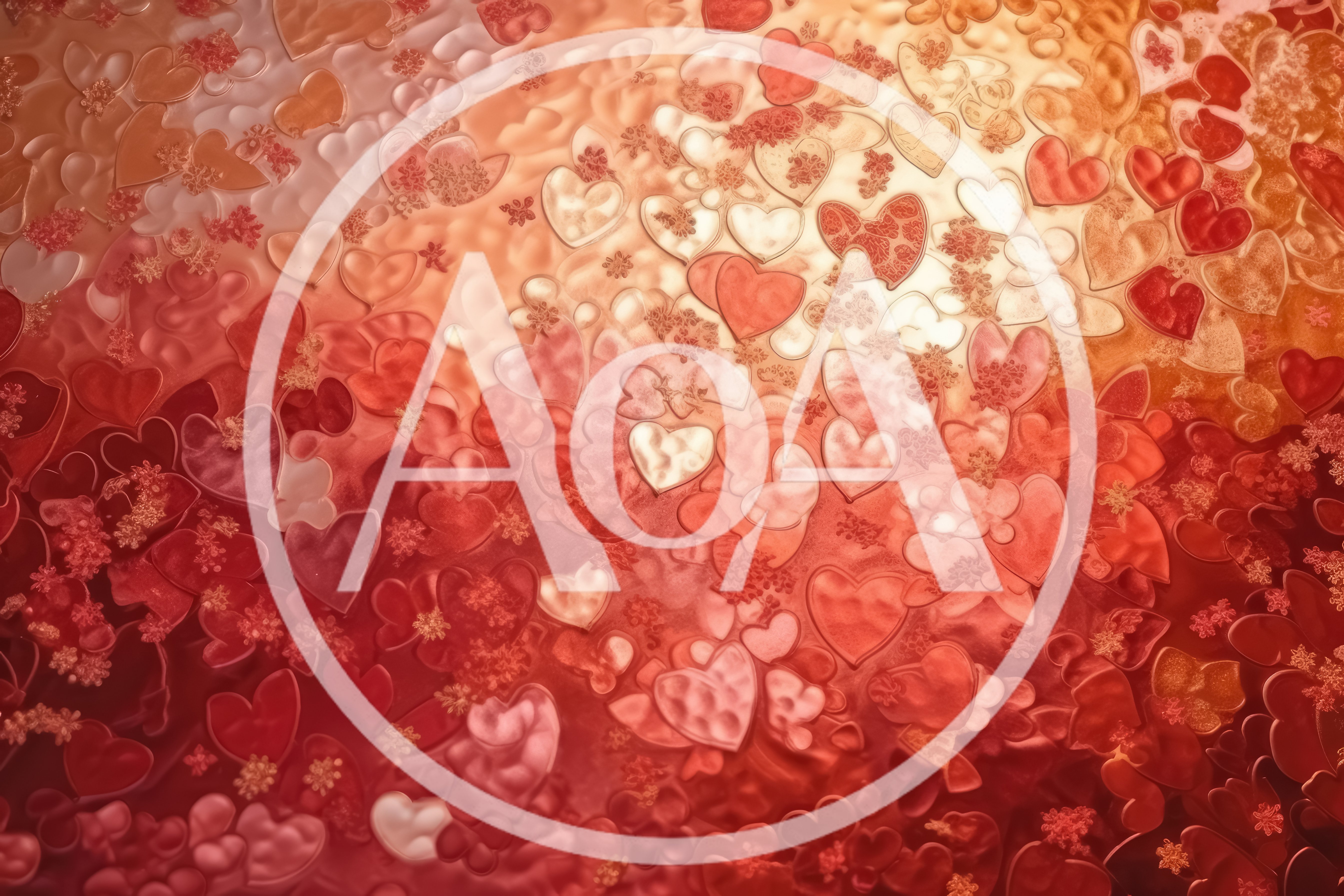 Abstract Background With Floating Red And Gold Hearts