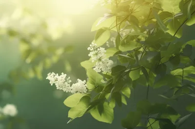 White Lilac Flowers Blooming In Sunlight