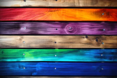 Horizontal Wooden Planks Painted In Vibrant Rainbow Colors