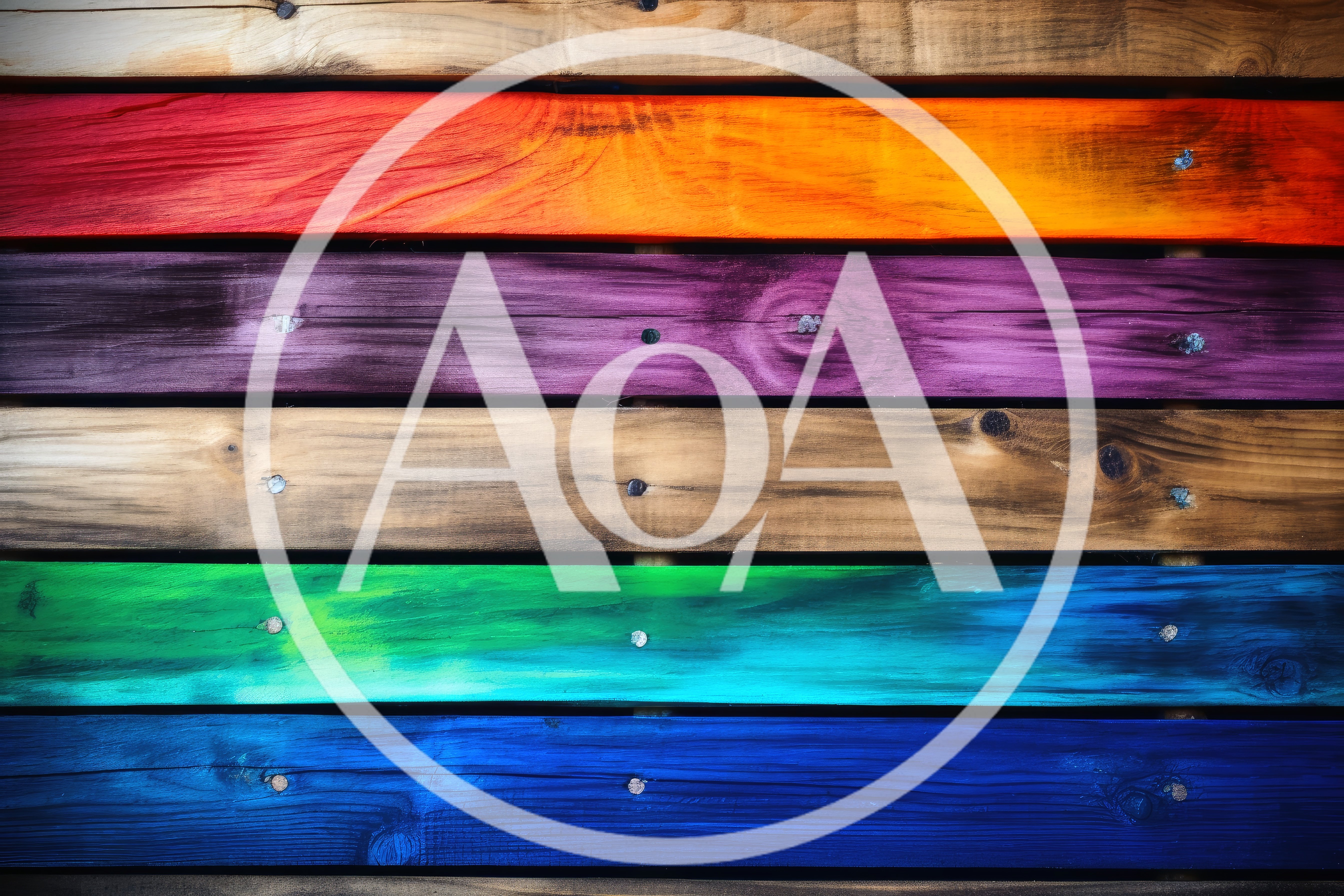 Horizontal Wooden Planks Painted In Vibrant Rainbow Colors