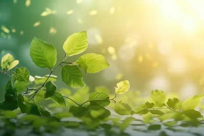 Fresh Green Beech Leaves Under Soft Sunlight