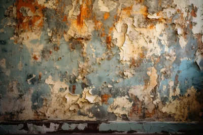Distressed Wall With Peeling Paint And Texture