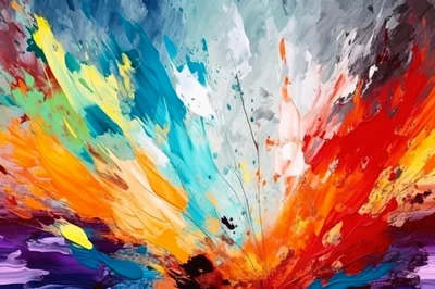 Abstract Oil Painting With Vibrant Colorful Brushstrokes