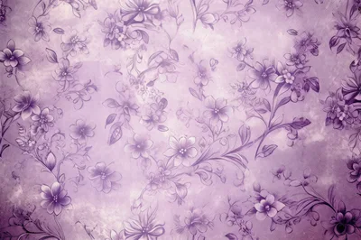 Vintage Floral Pattern Background With Purple Flowers