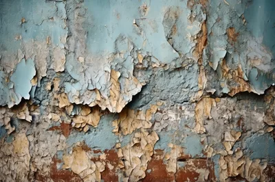 Weathered Wall With Peeling Blue Paint Texture