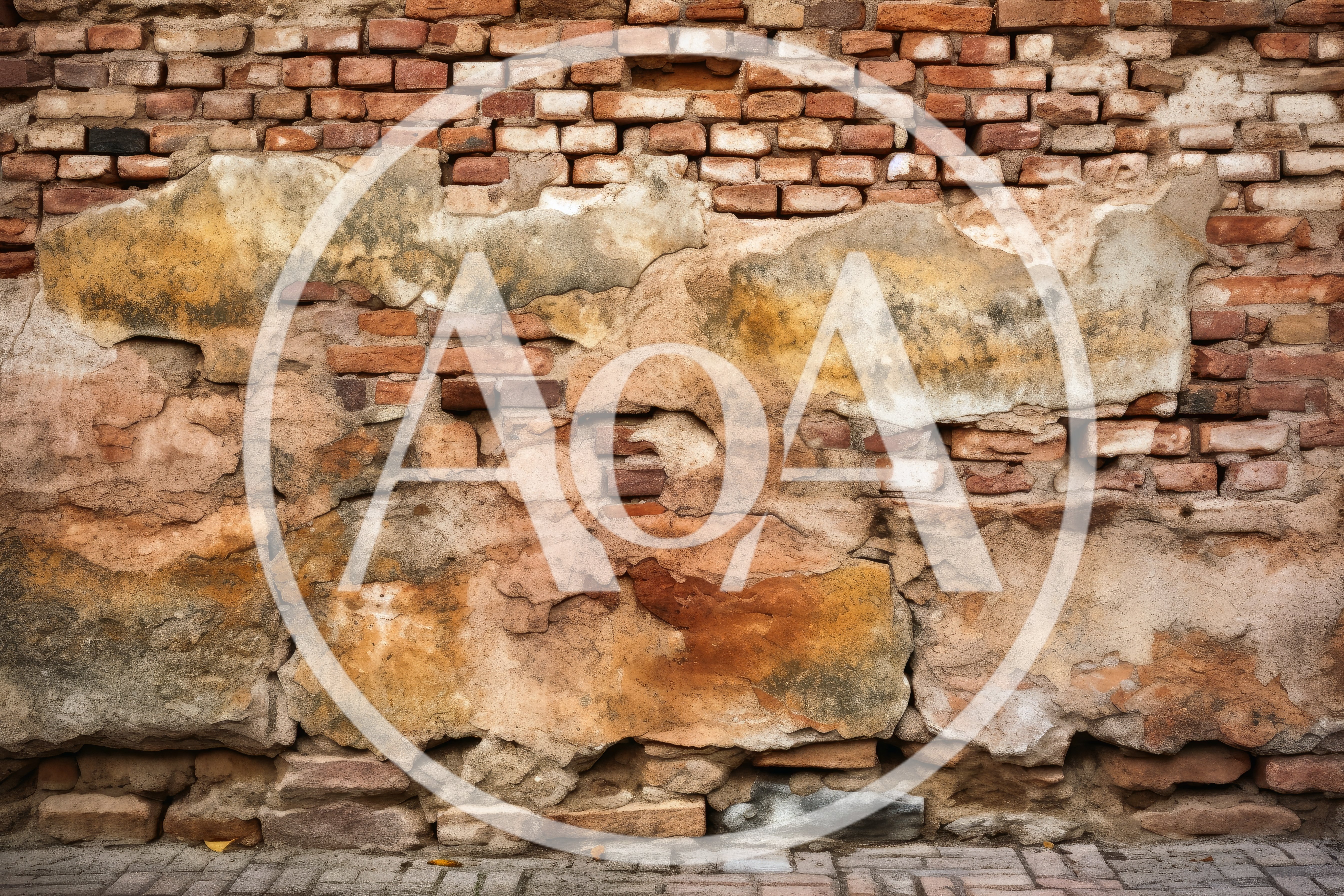 Weathered Old Brick Wall With Crumbling Plaster