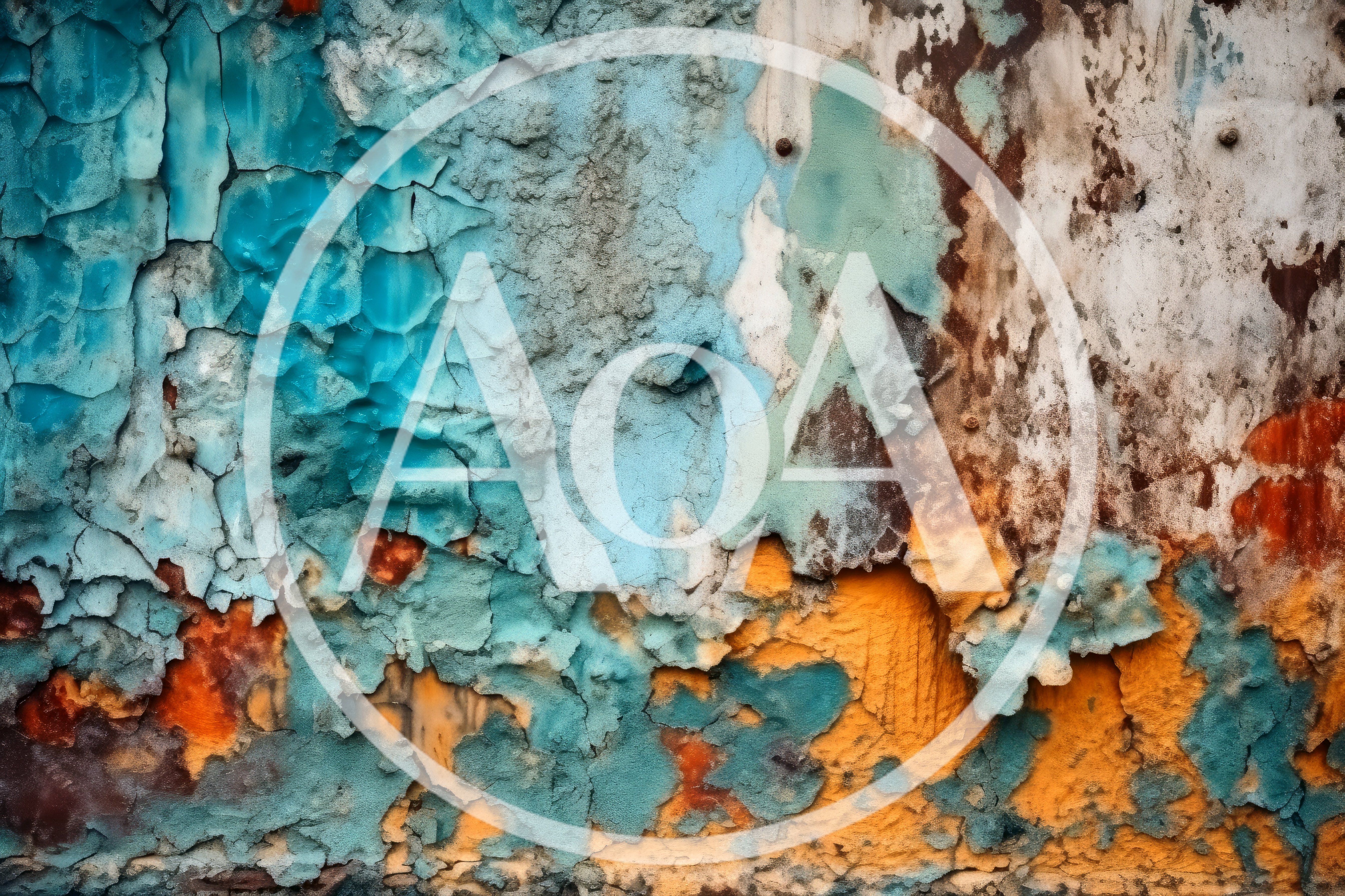 Weathered Metal Surface With Peeling Multi-Colored Paint