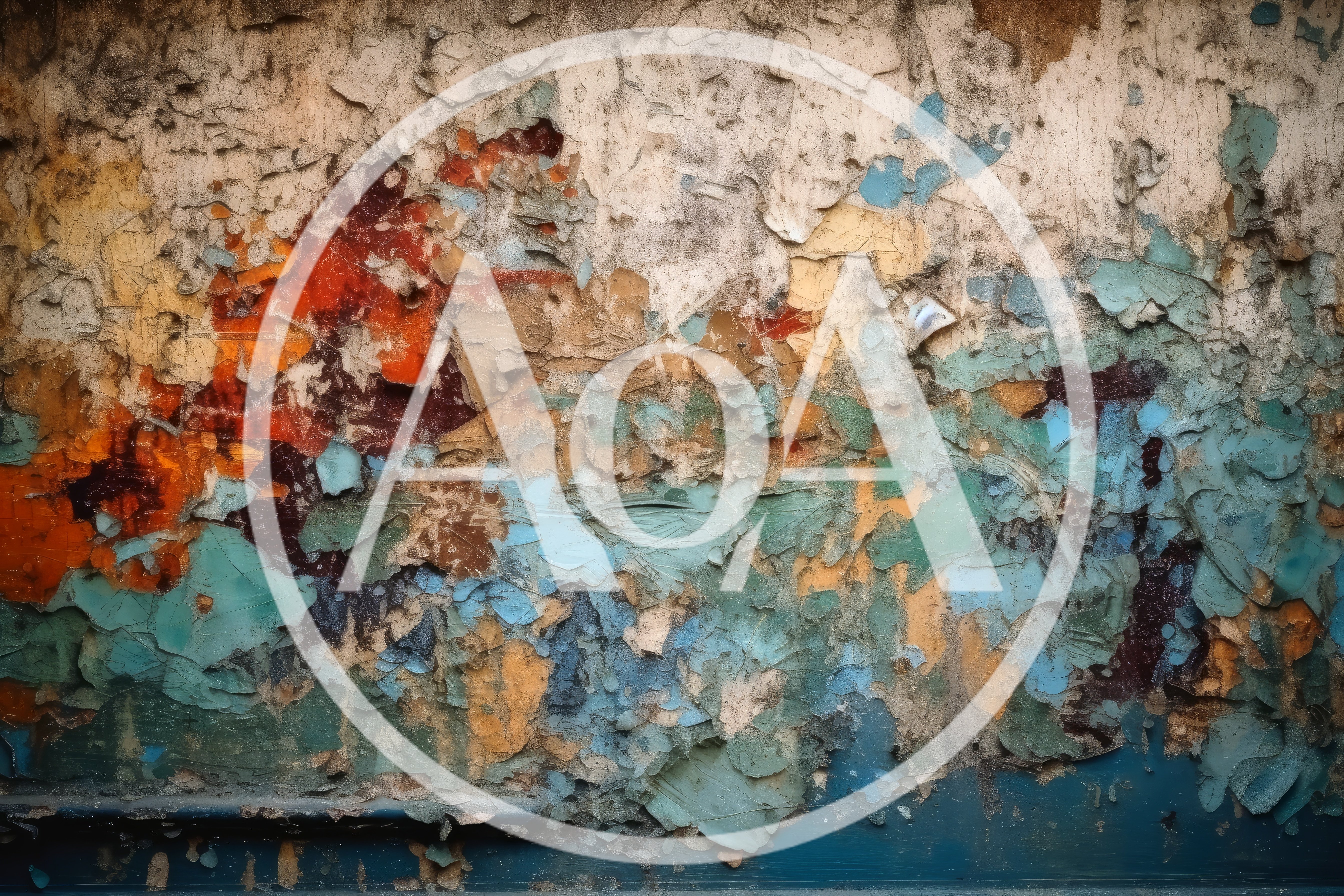 Distressed Wall Surface With Peeling Multi-Colored Paint Layers