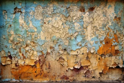 Weathered Wall With Peeling Layers Of Old Paint