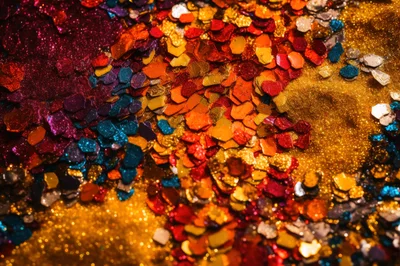 Macro View Of Colorful Glitter Particles